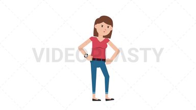 White Casual Woman Waiting Stock Animation