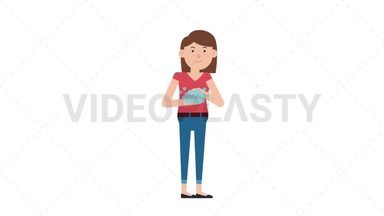 White Casual Woman Washing Hands Stock Animation
