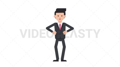 White Corporate Man Angry Stock Animation