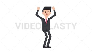 White Corporate Man Cheer Stock Animation