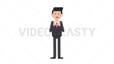 White Corporate Man Clapping Stock Animation