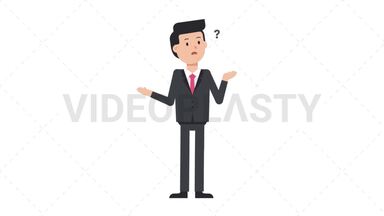White Corporate Man Confused Stock Animation