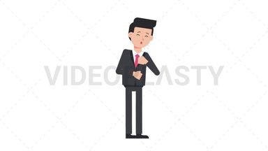White Corporate Man Coughing Stock Animation
