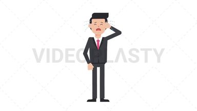 White Corporate Man Crying Stock Animation