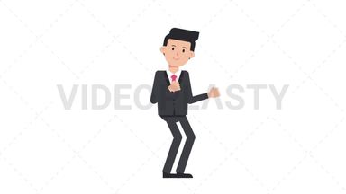 White Corporate Man Dancing Stock Animation