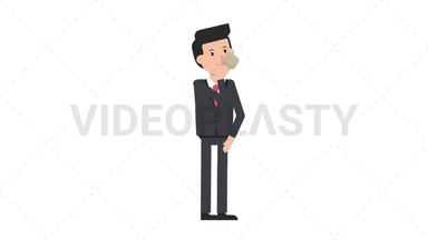 White Corporate Man Drinking Coffee Stock Animation
