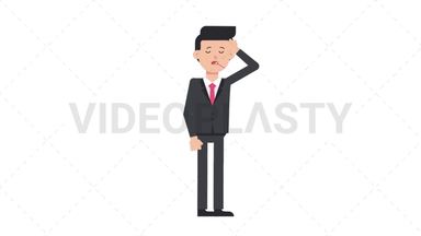 White Corporate Man Fever Stock Animation