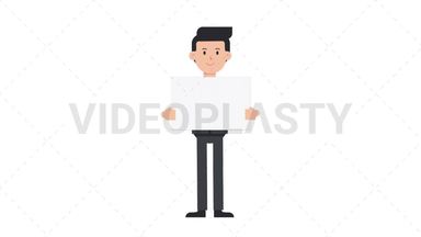 White Corporate Man Holding Poster Stock Animation