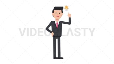 White Corporate Man Idea Stock Animation