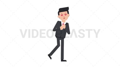 White Corporate Man In Love Stock Animation
