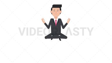 White Corporate Man Meditating Stock Animation