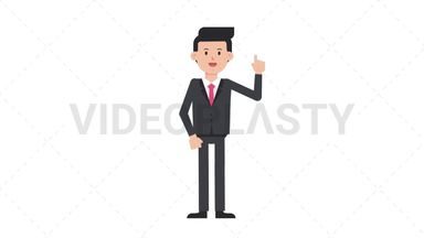 White Corporate Man Pointing Above Stock Animation