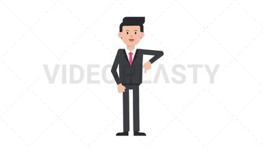 White Corporate Man Pointing Below Stock Animation