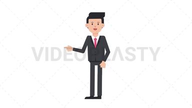 White Corporate Man Pointing Left Stock Animation