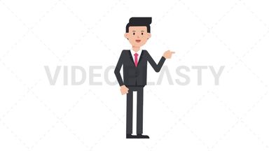 White Corporate Man Pointing Right Stock Animation