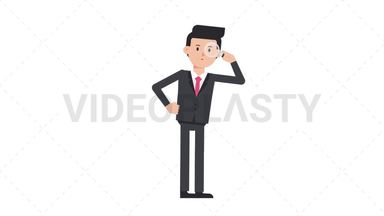 White Corporate Man Searching with a Magnifying Glass Stock Animation