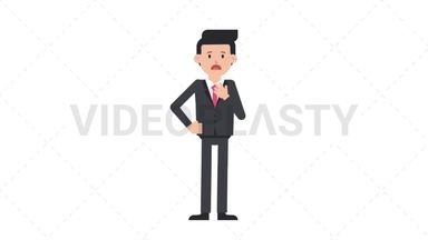 White Corporate Man Shortness of Breath Stock Animation