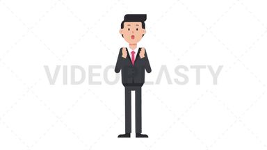 White Corporate Man Surprised Stock Animation