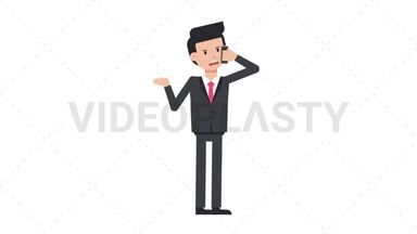 White Corporate Man Talking on Phone Angry Stock Animation
