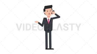 White Corporate Man Talking on Phone Happy Stock Animation
