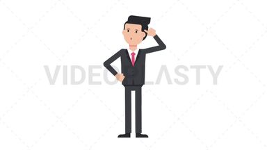 White Corporate Man Thinking Stock Animation