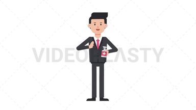 White Corporate Man Using Disinfectant Spray Stock Animation