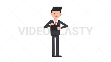 White Corporate Man Using Tablet Happy Stock Animation