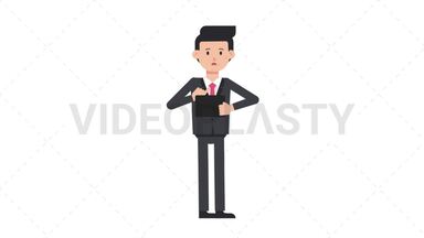 White Corporate Man Using Tablet Sad Stock Animation