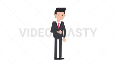 White Corporate Man Waiting Stock Animation