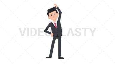 White Corporate Man Warmup Exercise Stock Animation