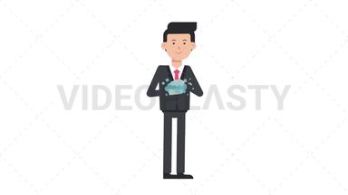 White Corporate Man Washing Hands Stock Animation