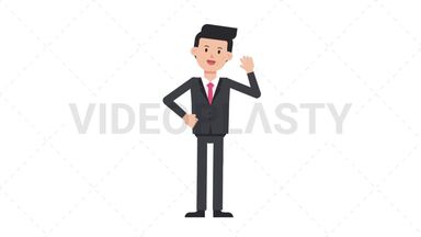 White Corporate Man Waving Stock Animation