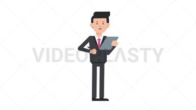 White Corporate Man Writing on Clipboard Stock Animation