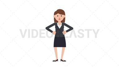 White Corporate Woman Angry Stock Animation