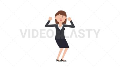 White Corporate Woman Cheer Stock Animation