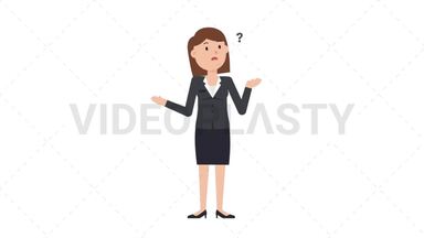 White Corporate Woman Confused Stock Animation