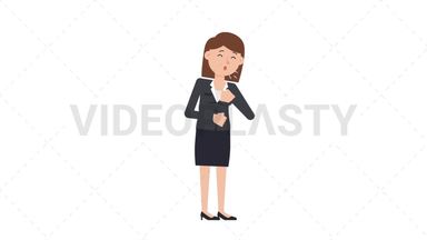 White Corporate Woman Coughing Stock Animation