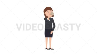 White Corporate Woman Drinking Coffee Stock Animation
