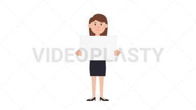 White Corporate Woman Holding Poster Stock Animation