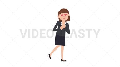White Corporate Woman In Love Stock Animation