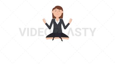 White Corporate Woman Meditating Stock Animation