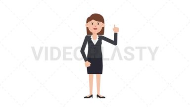 White Corporate Woman Pointing Above Stock Animation