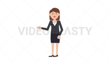 White Corporate Woman Pointing Left Stock Animation