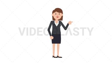 White Corporate Woman Pointing Right Stock Animation