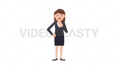 White Corporate Woman Shortness of Breath Stock Animation