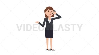 White Corporate Woman Talking on Phone Happy Stock Animation