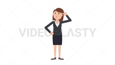 White Corporate Woman Thinking Stock Animation