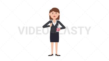 White Corporate Woman Using Disinfectant Spray Stock Animation