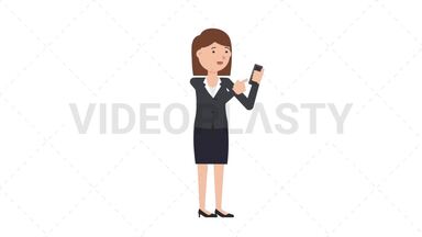 White Corporate Woman Using Phone Happy Stock Animation