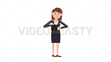 White Corporate Woman Using Tablet Happy Stock Animation